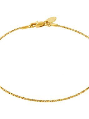 Womens Gold Anklet Twisted Box Chain Ankle Bracelet 24k Real Gold Plated
